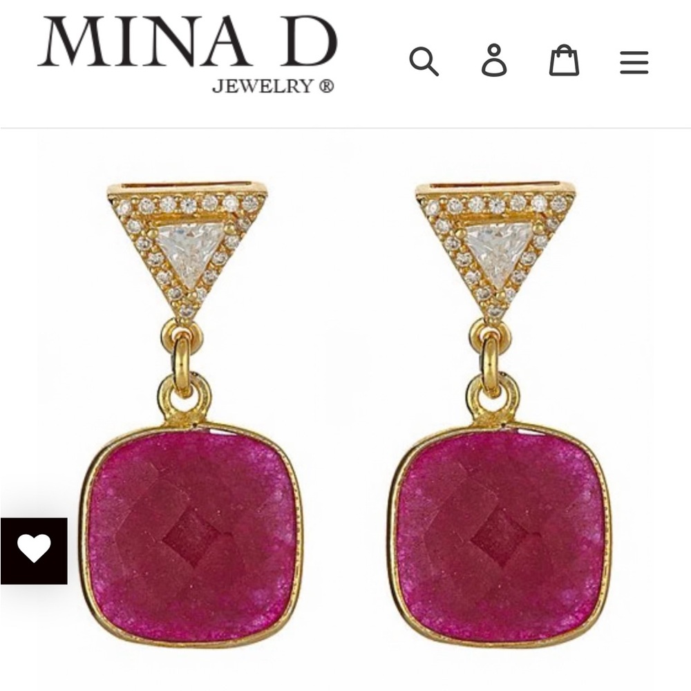 Authentic Ruby Vermeil CZ Earrings 14K Vermeil